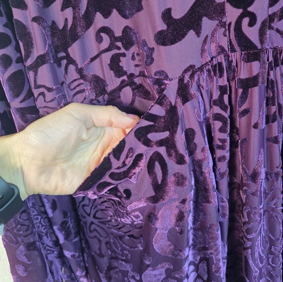 Free People All Night Long Velvet BurnoutDress Whimsigoth Boho Purple S NWOT - Picture 6 of 12